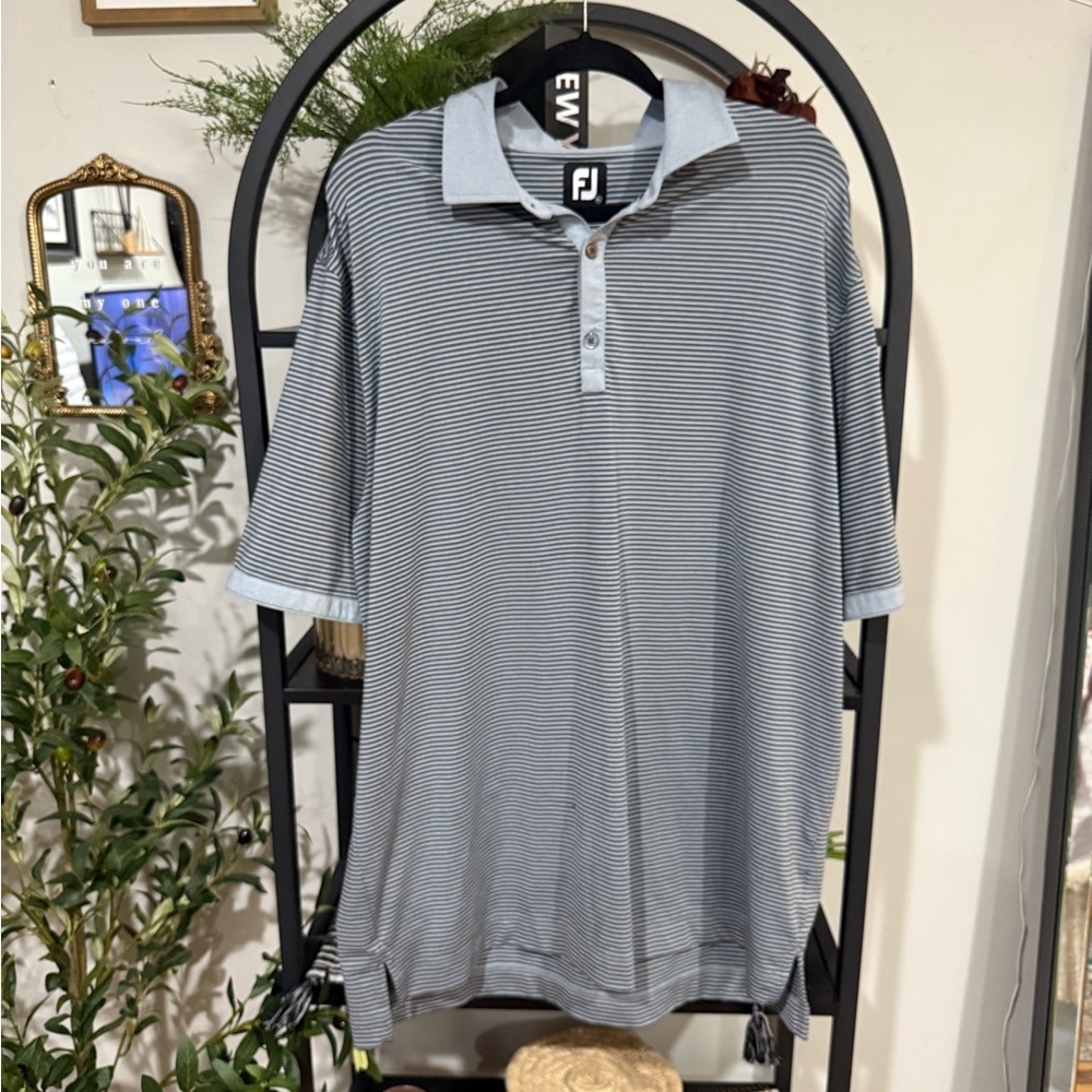 FootJoy Men's Polo Shirt light gray and dark gray Stripes size xl